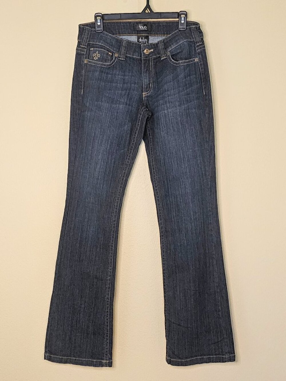 Touch Jeans by Alyssa Milano Dark Blue Wash NFL Saints Fleur De Lis, Size 30